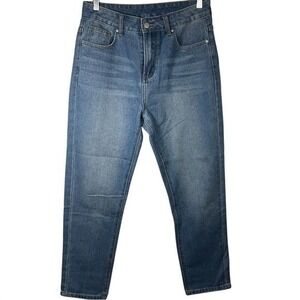 ROMWE‎ Embroidered Jeans High Rise Mom Jeans Denim Pants Size Medium